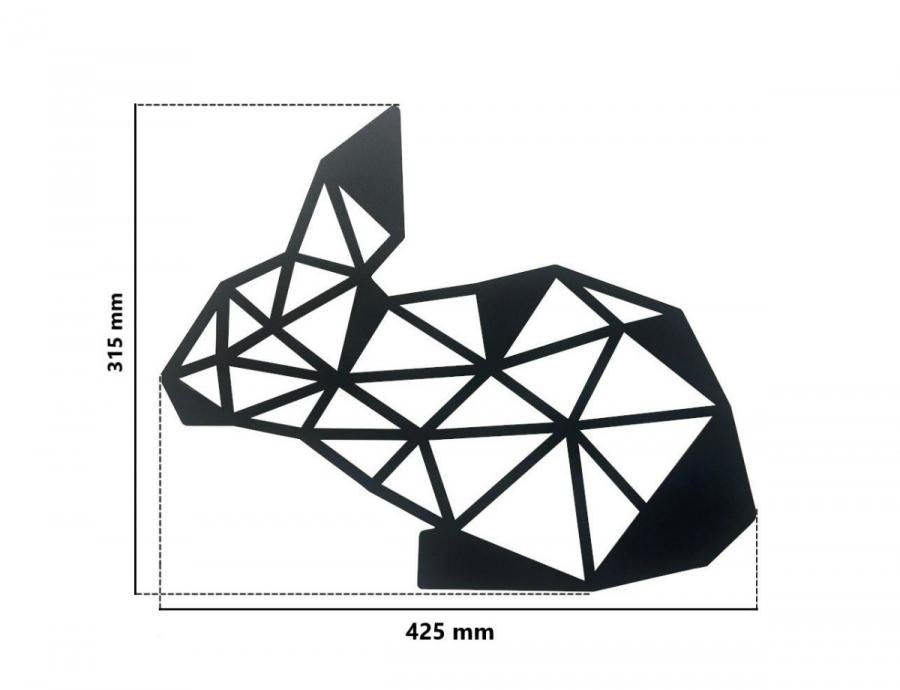 Decoratiune de perete din metal, 31,5 x 42,5 cm, model iepuras, negru - BUZ.RO