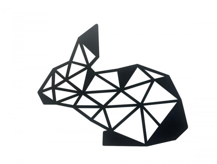 Decoratiune de perete din metal, 31,5 x 42,5 cm, model iepuras, negru - BUZ.RO