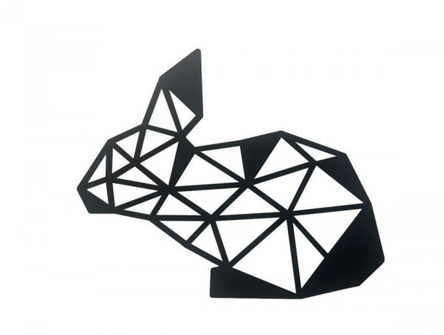 Decoratiune de perete din metal, 31,5 x 42,5 cm, model iepuras, negru - BUZ.RO