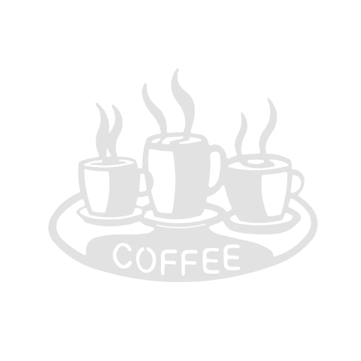 Decoratiune perete metal, model coffee, 50x40 cm, alb