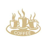 Decoratiune perete metal, model coffee, 50x40 cm, auriu