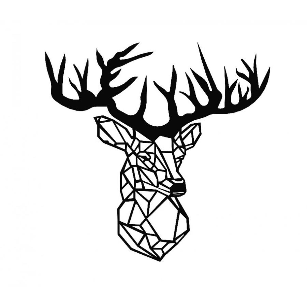 Decoratiune perete metal, model cerb, 60x62 cm, negru