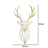 Decoratiune perete metal, model cerb, 49.2 x 26.4 cm, auriu