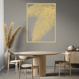 Decoratiune de perete din metal, model frunza de palmier, 50X68 cm, auriu