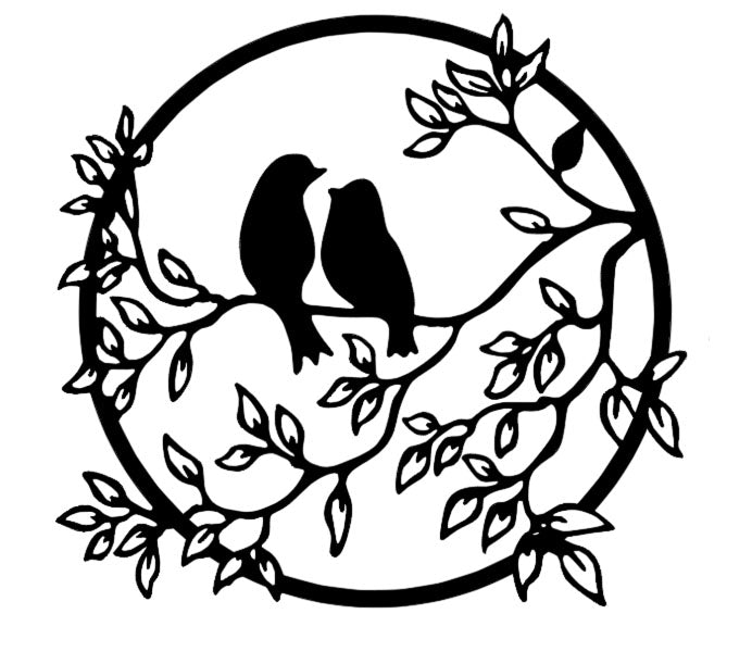 Decoratiune perete metal, model pasari, 59.8x 56.2 cm, Negru