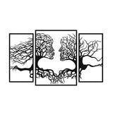 Decoratiune perete metal, model Tree Kiss, 173 x 106 cm, negru