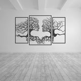 Decoratiune perete metal, model Tree Kiss, 173 x 106 cm, negru