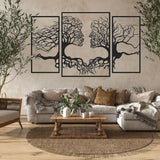 Decoratiune perete metal, model Tree Kiss, 173 x 106 cm, negru