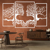 Decoratiune perete metal, model Tree Kiss, 173 x 106 cm, alb