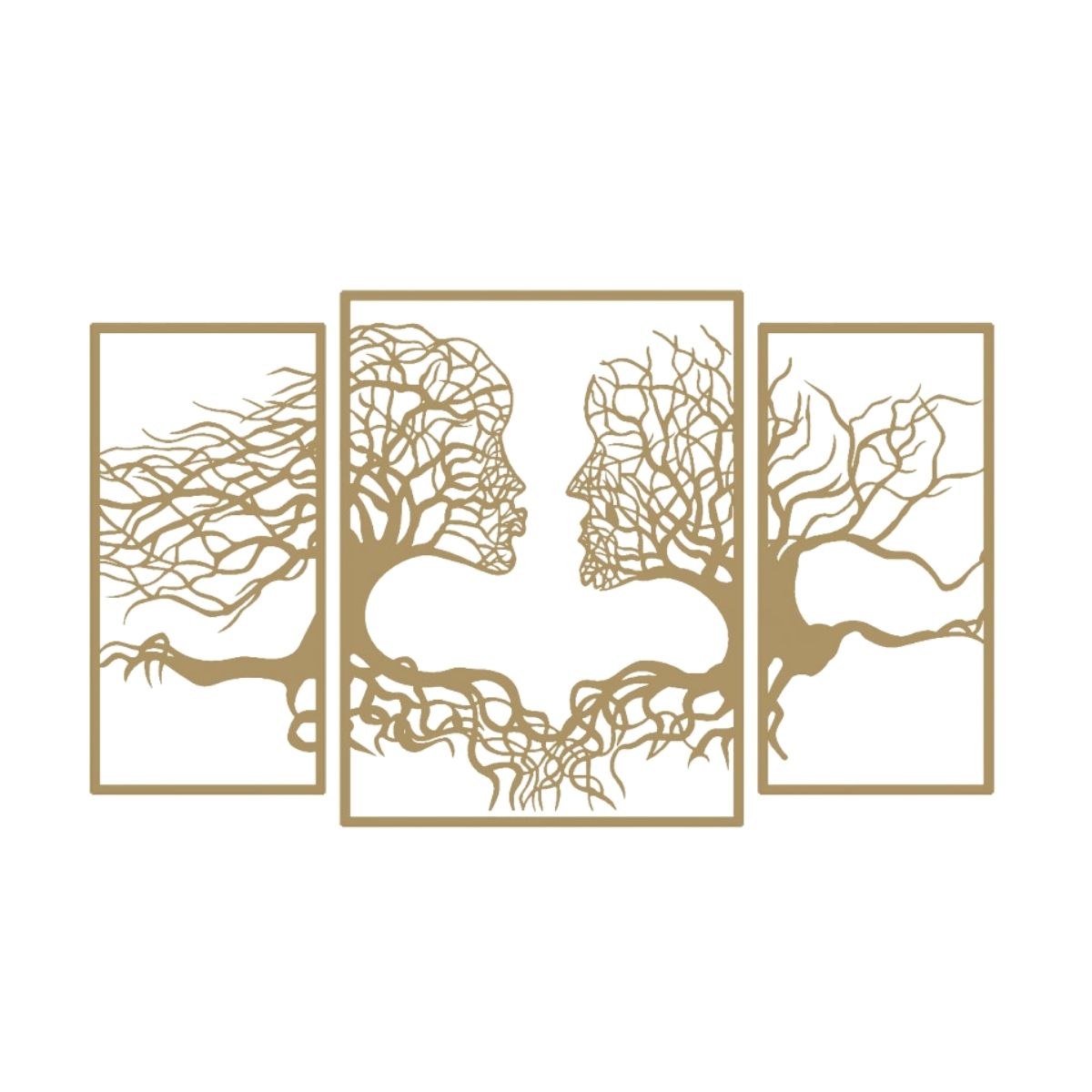Decoratiune perete metal, model Tree Kiss, 173 x 106 cm, auriu