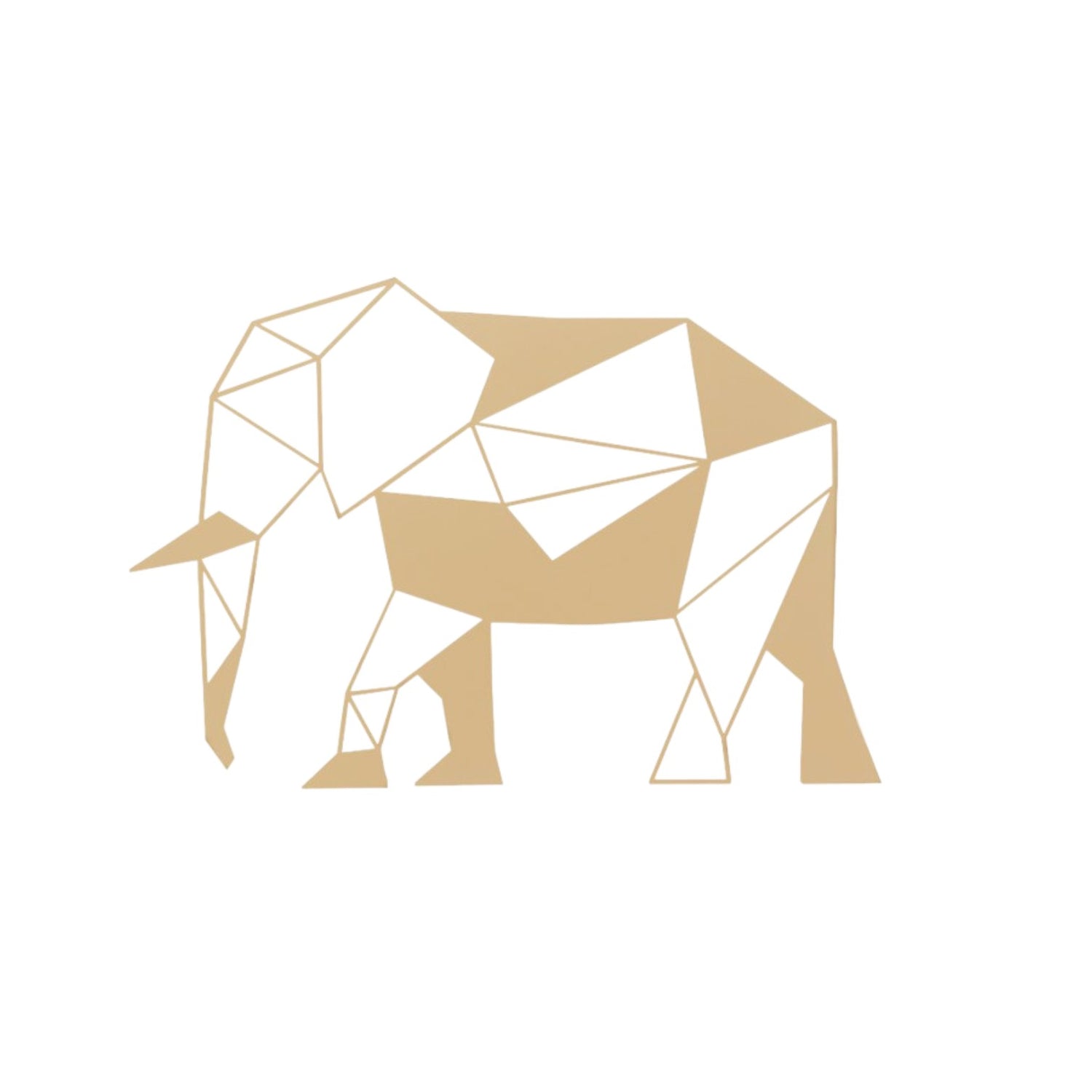 Decoratiune de perete living din metal, model elefant, 30.5x44.5 cm, auriu