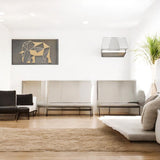 Decoratiune de perete living din metal, model elefant, 30.5x44.5 cm, auriu - BUZ.RO