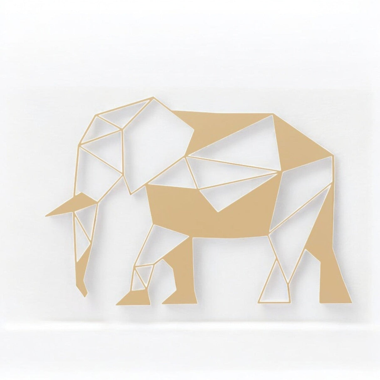 Decoratiune de perete living din metal, model elefant, 30.5x44.5 cm, auriu - BUZ.RO