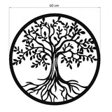 Decoratiune de perete pentru living din metal, copacul vietii antic, 60x60cm - BUZ.RO