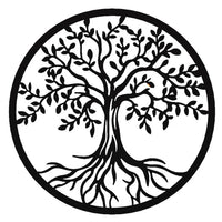 Decoratiune de perete pentru living din metal, copacul vietii antic, 60x60cm