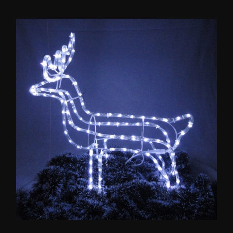 Decoratiune Craciun, luminoasa pentru interior / exterior, ren luminos cu cap rotativ, lumina alb rece