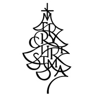 Decoratiune perete din metal Craciun , model bradut minimalist