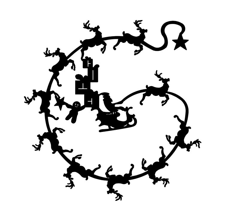 Decoratiune perete din metal Craciun , model sanie cu reni