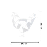 Decoratiune perete metal , model Chicken, 33.7x34.7 cm, alb