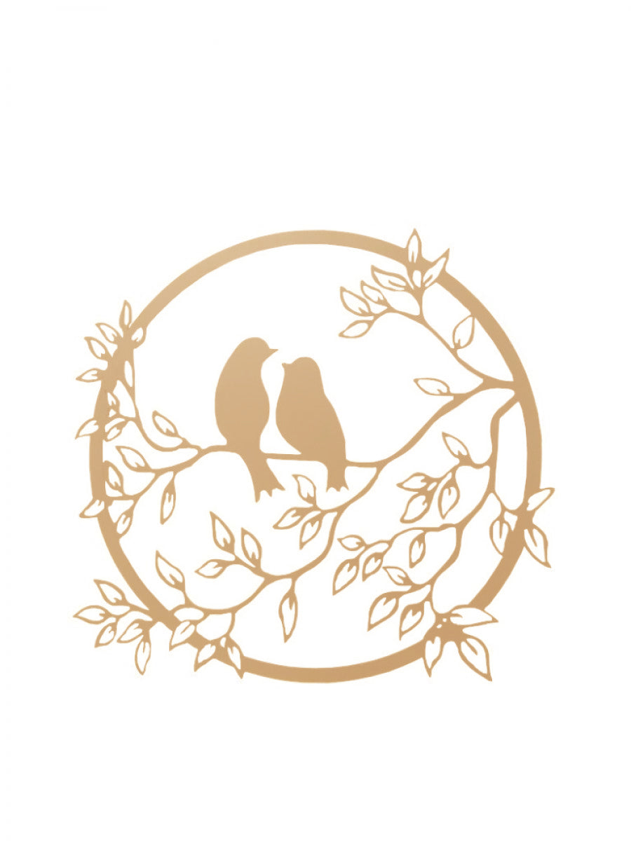 Decoratiune perete metal, model pasari, 59.8x 56.2 cm, gold