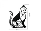 Decoratiune de perete din metal, model pisica geometrica, 40x31,5 cm, negru