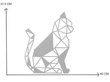 Decoratiune de perete din metal, model pisica geometrica, 40x31,5 cm, alb