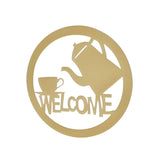 Decoratiune perete metal, model welcome, 50x50 cm, auriu
