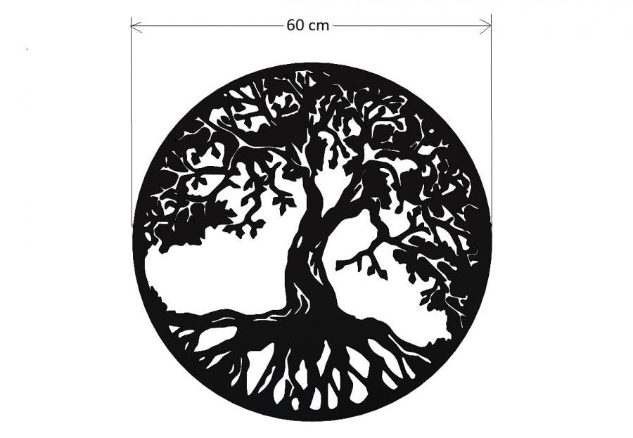 Decoratiune perete living din metal , copacul vietii 60x60 - BUZ.RO