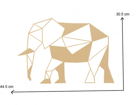 Decoratiune de perete living din metal, model elefant, 30.5x44.5 cm, auriu