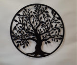 Decoratiune de perete living din metal, copacul vietii, negru, 45x45 cm