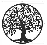 Decoratiune de perete living din metal, copacul vietii, negru, 60x60