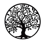 Decoratiune de perete living din metal, copacul vietii, negru, 75x75