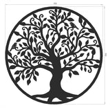 Decoratiune de perete living din metal, copacul vietii, negru, 90x90