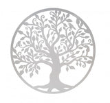 Decoratiune de perete living din metal, copacul vietii, alb, 75x75