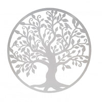 Decoratiune de perete living din metal, copacul vietii, alb, 75x75