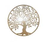 Decoratiune de perete living din metal, copacul vietii, auriu, 60x60