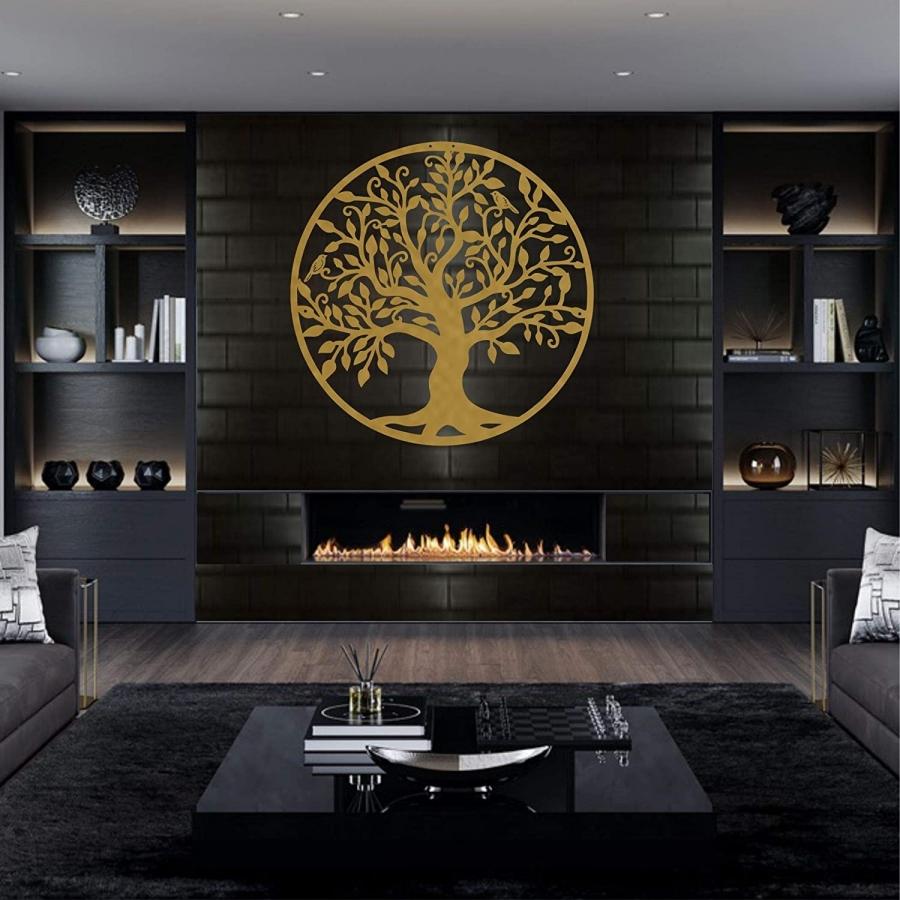 Decoratiune de perete living din metal, copacul vietii