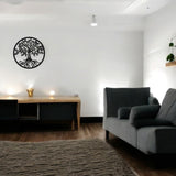 Decoratiune de perete pentru living din metal, copacul vietii antic, 90x90cm