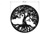 Decoratiune perete living din metal , copacul vietii 45x45