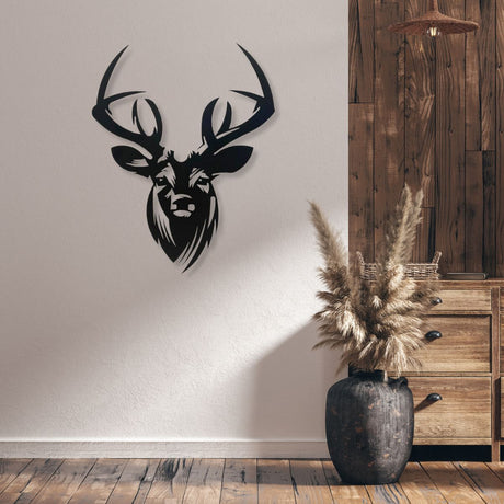 Decoratiune perete metal, 48.5x59.6 cm, model Cerb, negru - BUZ.RO