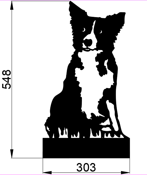 Decoratiune perete metal, model catel Max, 54.8x 30.3 cm - BUZ.RO