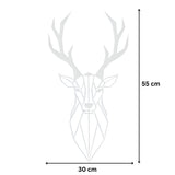 Decoratiune perete metal, model cerb, 49.2 x 26.4 cm, alb - BUZ.RO