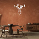 Decoratiune perete metal, model cerb, 60x62 cm, alb - BUZ.RO