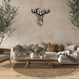 Decoratiune perete metal, model cerb, 60x62 cm, negru - BUZ.RO