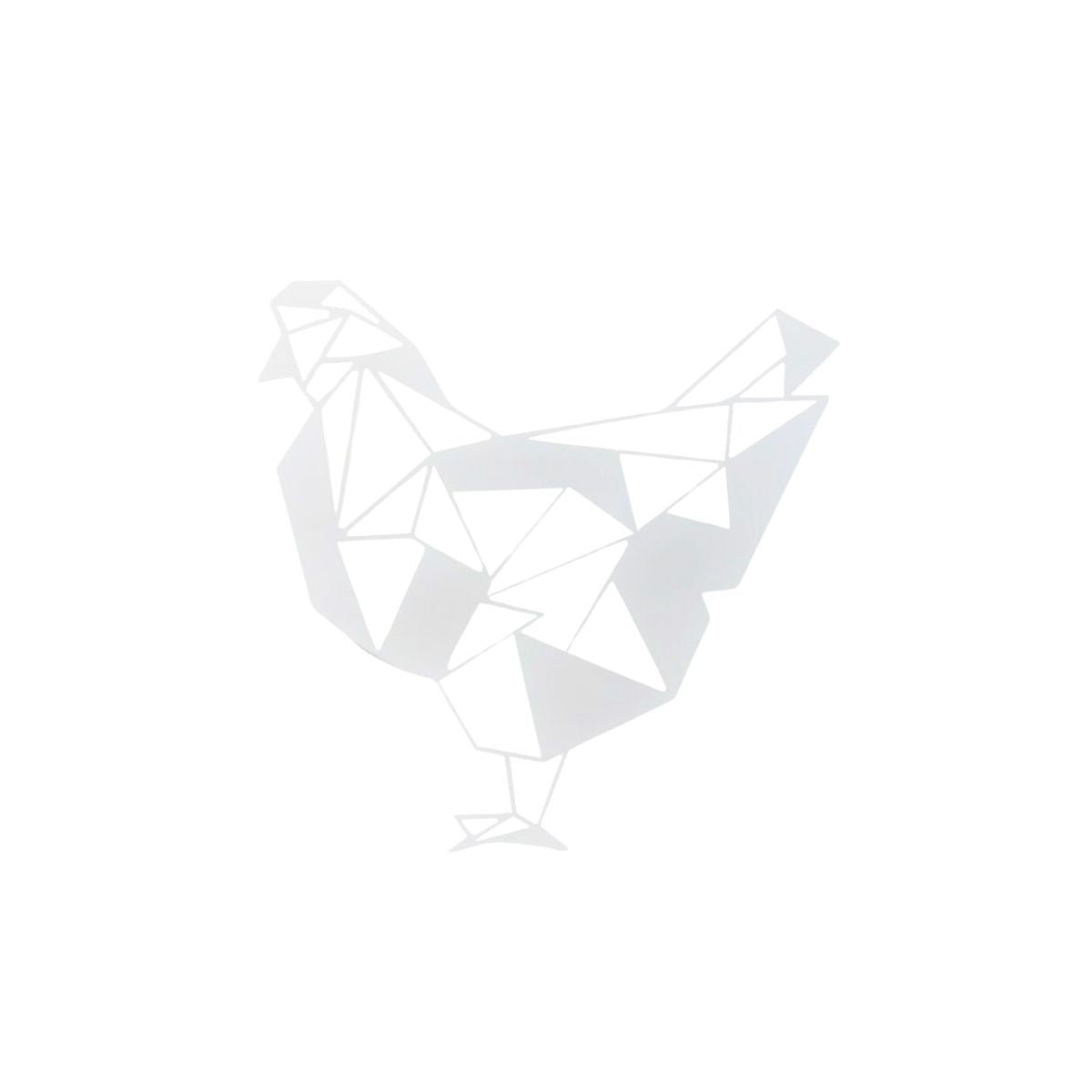 Decoratiune perete metal , model Chicken, 33.7x34.7 cm, alb - BUZ.RO