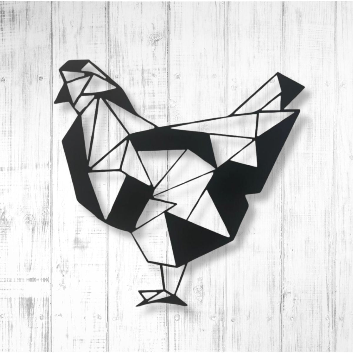 Decoratiune perete metal , model Chicken, 33.7x34.7 cm, alb