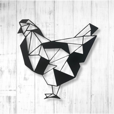 Decoratiune perete metal , model Chicken, 33.7x34.7 cm, alb