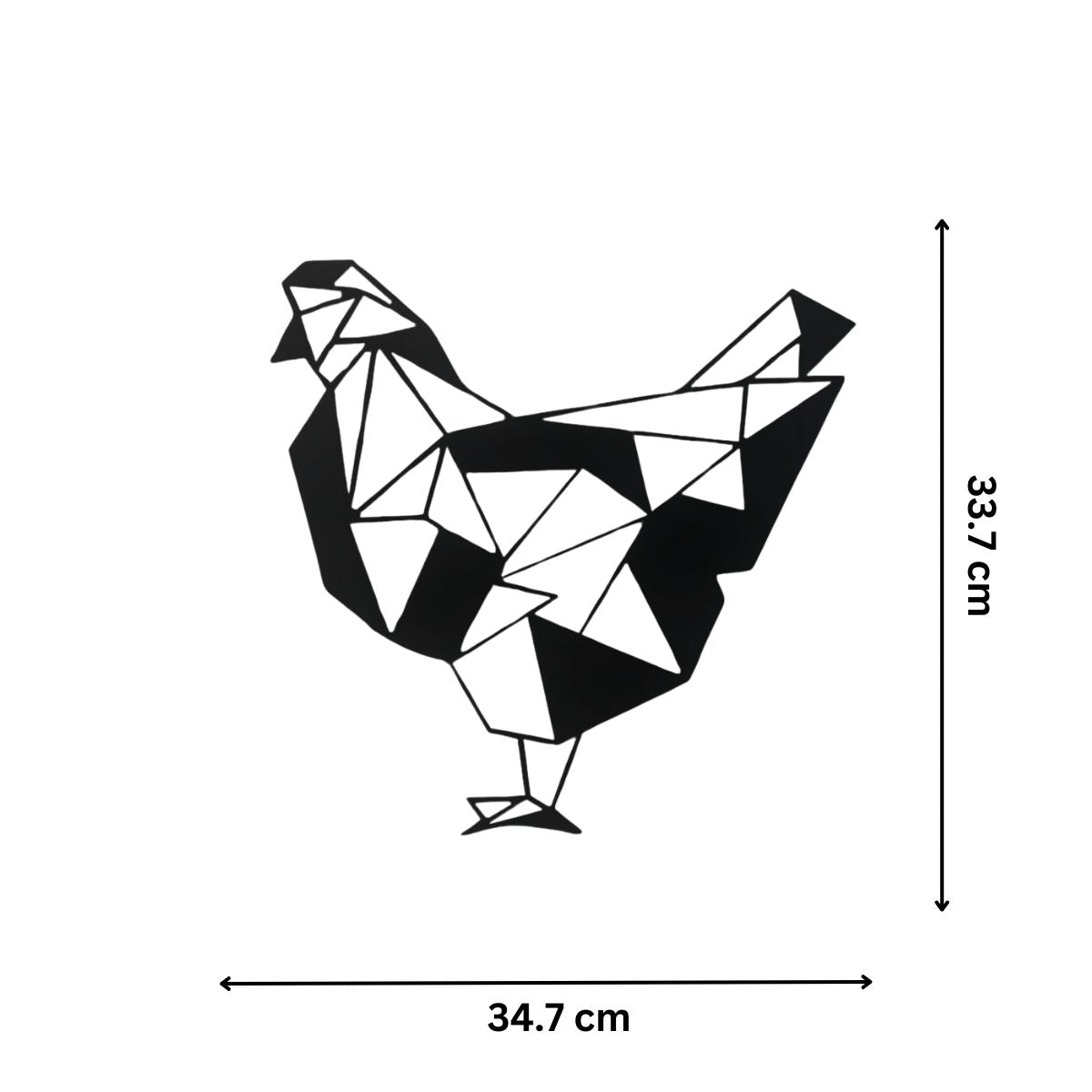 Decoratiune perete metal , model Chicken, 33.7x34.7 cm, negru