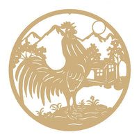 Decoratiune perete metal, model cocos, 50 cm, auriu