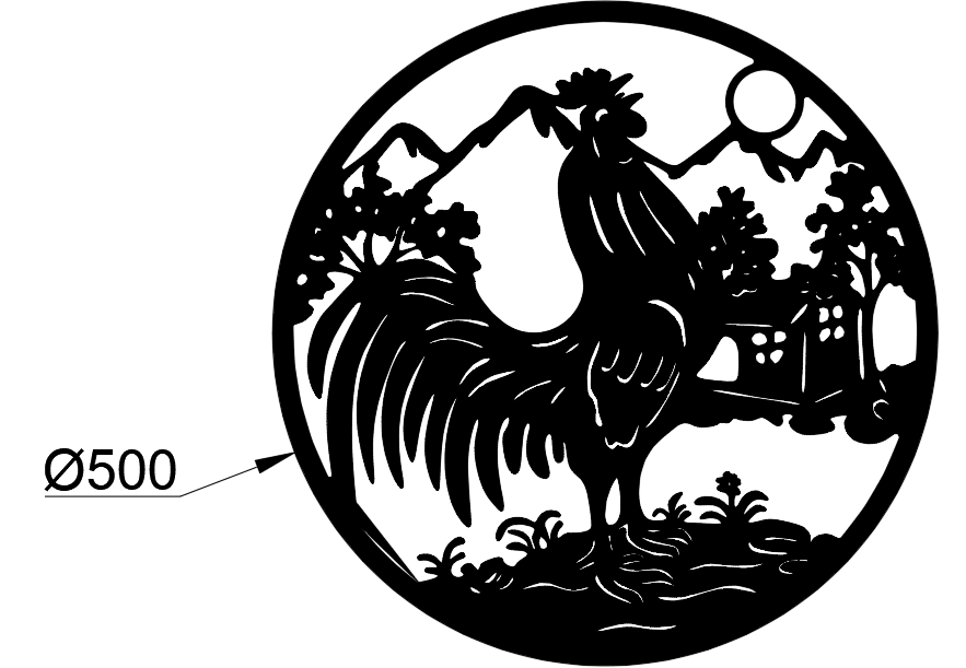 Decoratiune perete metal, model cocos, 50 cm, negru - BUZ.RO